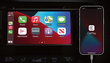 Écran tactile du Nissan Qashqai 2022 montrant l’écran Apple CarPlay