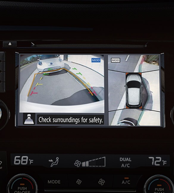 Nissan Qashqai 2022 montrant l’écran de visualisation du périmètre intelligent sur l’écran tactile