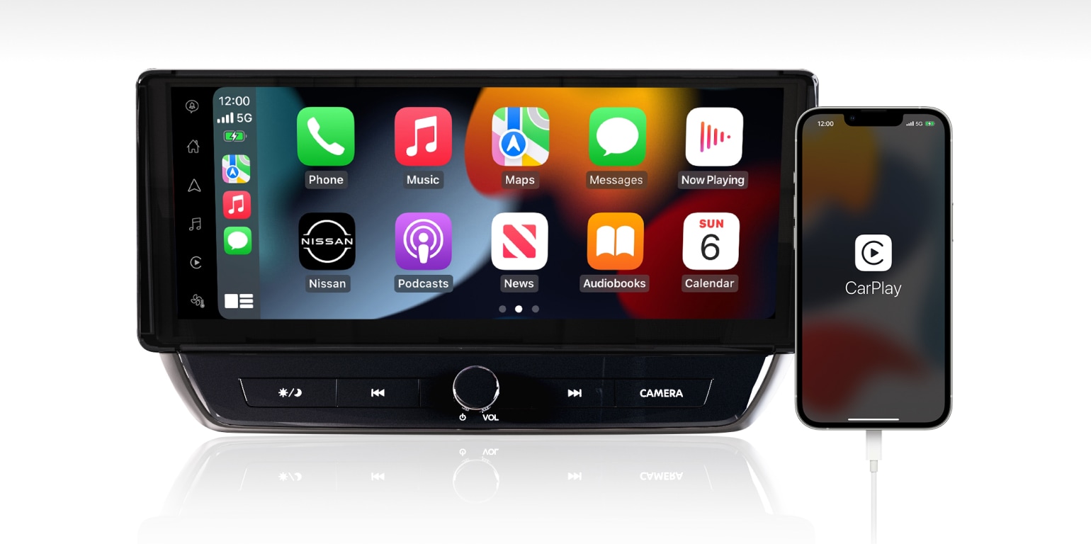 Écran tactile de la Nissan Altima 2024 montrant la connectivité d’Apple Carplay
