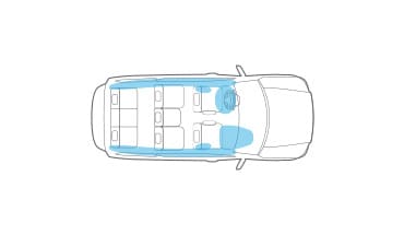 Illustration de l’emplacement des coussins gonflables du Nissan Armada 2023.