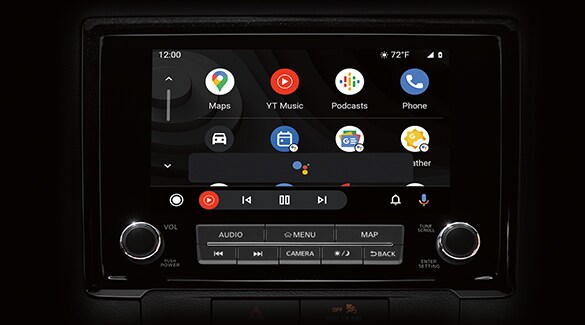 Écran tactile du Nissan Frontier 2023 affichant les applications Android Auto(MC).