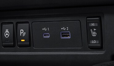 Ports USB-A et USB-C du Nissan Frontier 2023.