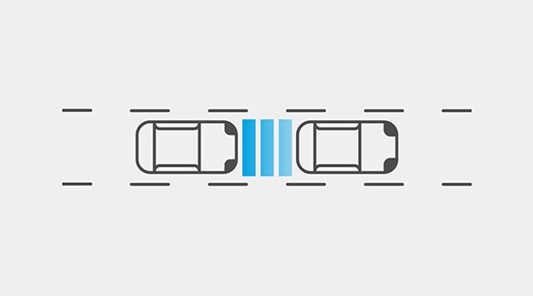 Illustration en plongée des capteurs du régulateur de vitesse intelligent du Nissan Frontier 2023.