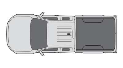 Nissan Frontier 2023 à cabine double à caisse longue, vue de dessus de l’habitacle et de la caisse.