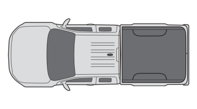 Nissan Frontier King Cab 2023, vue de dessus de l’intérieur et de la caisse.