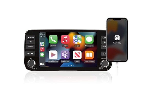 Écran tactile du Nissan Kicks 2023 affichant l’écran Apple CarPlay
