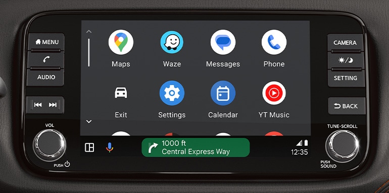Écran tactile du Nissan Kicks 2024 affichant l’écran Android Auto