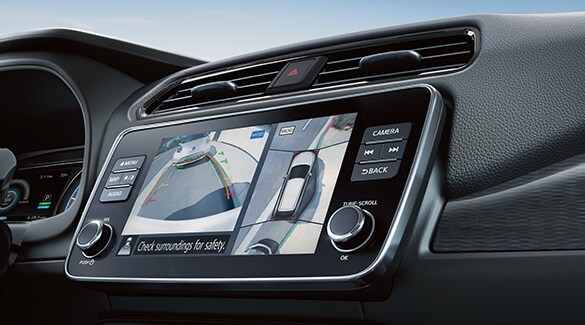 Illustration de la technologie et des capteurs de l’écran de visualisation du périmètre intelligent de la Nissan LEAF 2023