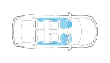 Illustration du système de coussins gonflables perfectionné de Nissan dans la Nissan Maxima 2023.