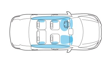 Illustration de l’emplacement des coussins gonflables de la Nissan Sentra 2022