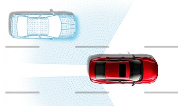 Illustration de la technologie du système d’avertissement sur l’angle mort de la Nissan Sentra 2022