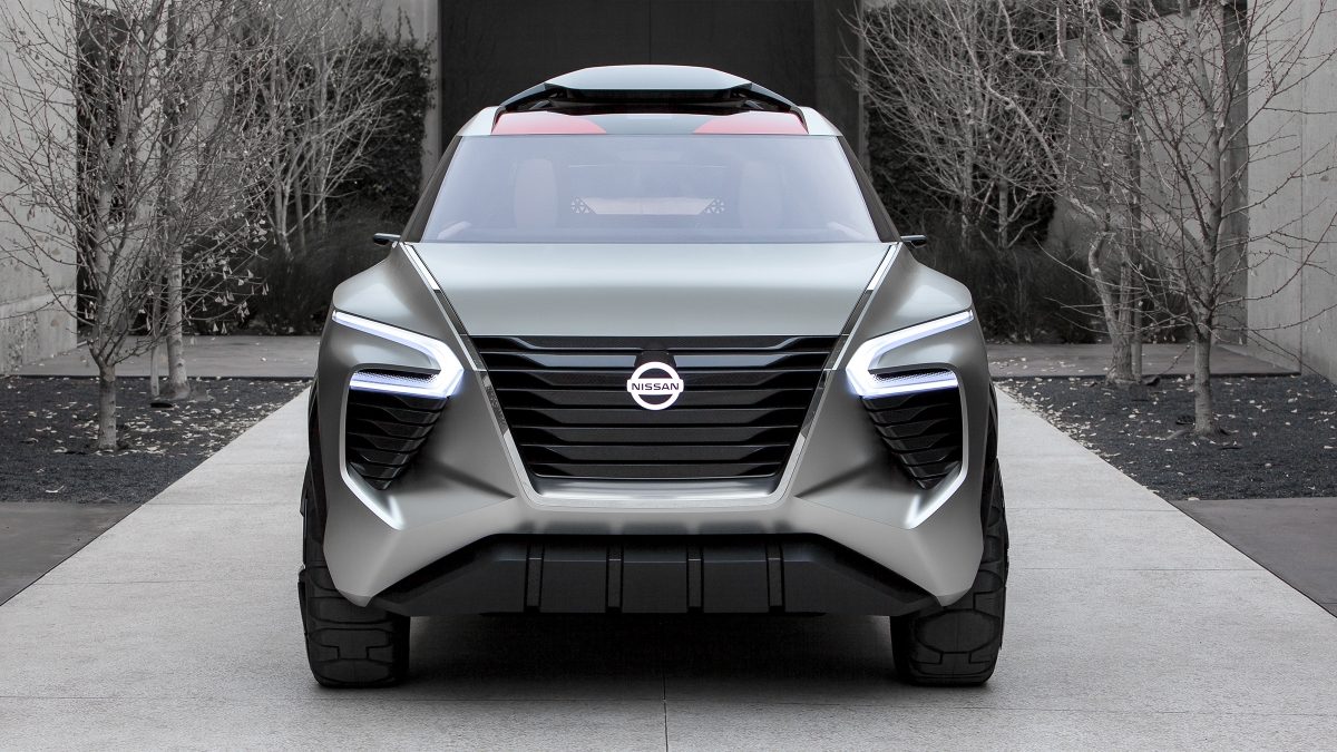Profil avant d’un VUS concept autonome intelligent Nissan Xmotion argent