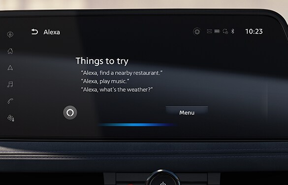 Affichage du Nissan Ariya 2023 illustrant l’intégration d’Alexa.