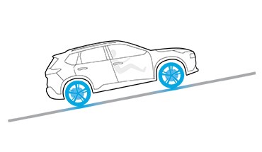 Illustration du Nissan Armada 2023 sur une pente montrant la technologie d’assistance au démarrage en pente